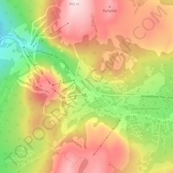 Mapa topográfico Vemdalsskalet, altitud, relieve
