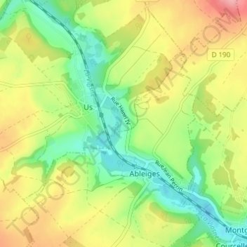 Mapa topográfico Bouard, altitud, relieve