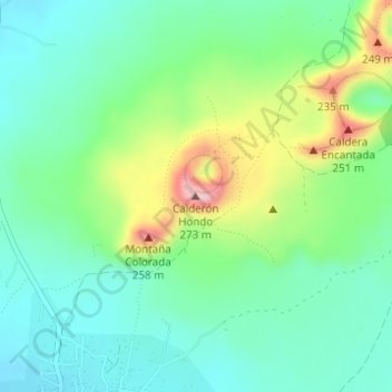 Mapa topográfico Calderón Hondo, altitud, relieve