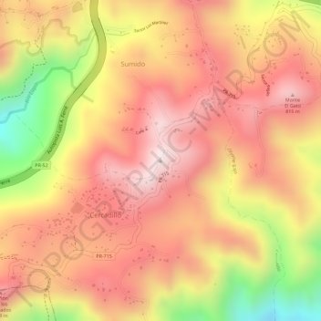 Mapa topográfico Cerro Avispa, altitud, relieve