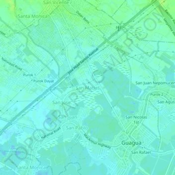 Mapa topográfico San Matias, altitud, relieve