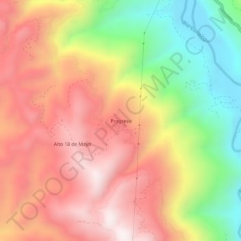 Mapa topográfico Progreso, altitud, relieve