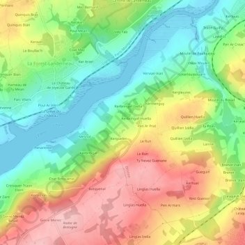 Mapa topográfico Kermadec, altitud, relieve