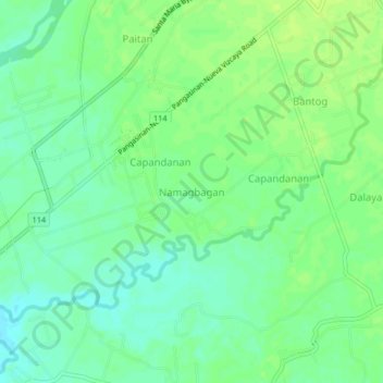 Mapa topográfico Namagbagan, altitud, relieve