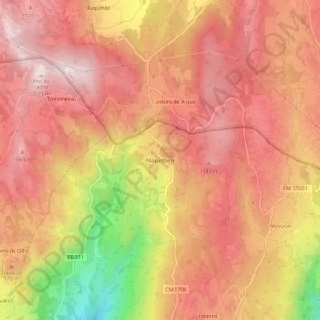 Mapa topográfico Magusteiro, altitud, relieve