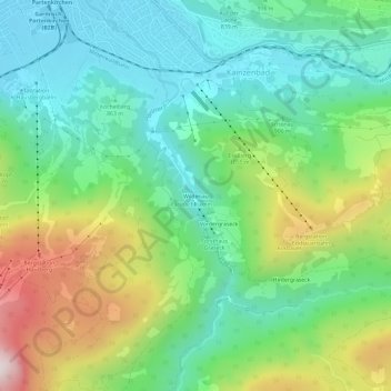 Mapa topográfico Wildenau, altitud, relieve
