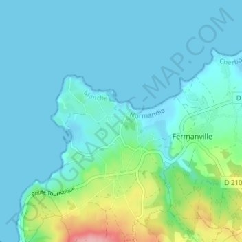 Mapa topográfico Inglemare, altitud, relieve