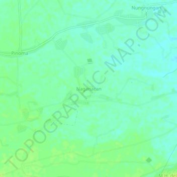 Mapa topográfico Naganacan, altitud, relieve