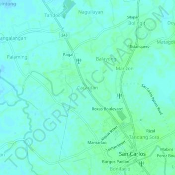 Mapa topográfico Cacaritan, altitud, relieve