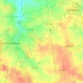 Mapa topográfico Le Mesnil Roux, altitud, relieve