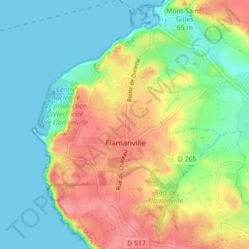 Mapa topográfico Hameau Commandé, altitud, relieve
