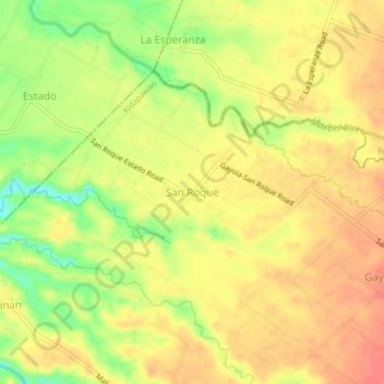 Mapa topográfico San Roque, altitud, relieve