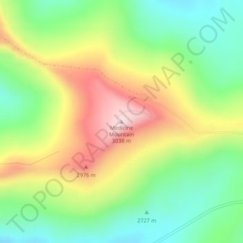 Mapa topográfico Medicine Mountain, altitud, relieve