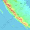 Mapa topográfico Bengkulu, altitud, relieve