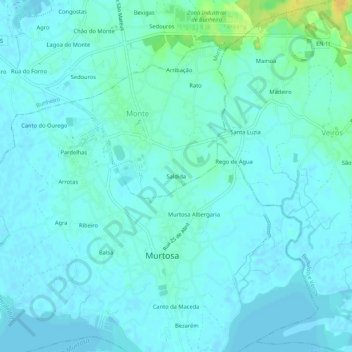 Mapa topográfico Saldida, altitud, relieve