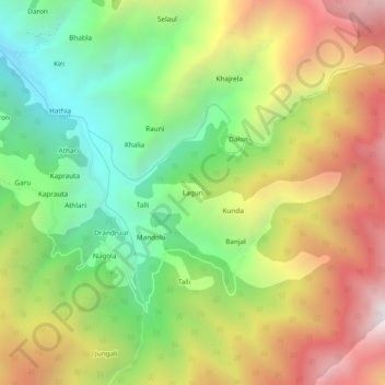 Mapa topográfico Lagun, altitud, relieve