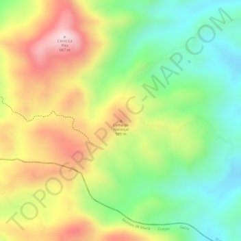 Mapa topográfico Loma de Naranjal, altitud, relieve