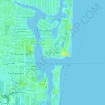 Mapa topográfico Harbor Heights, altitud, relieve