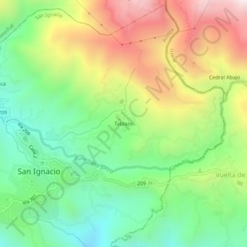 Mapa topográfico Tablazo, altitud, relieve