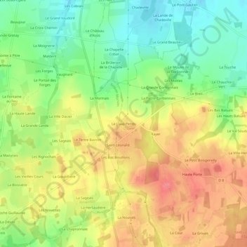 Mapa topográfico Le Loup Pendu, altitud, relieve