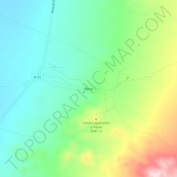 Mapa topográfico Peine, altitud, relieve