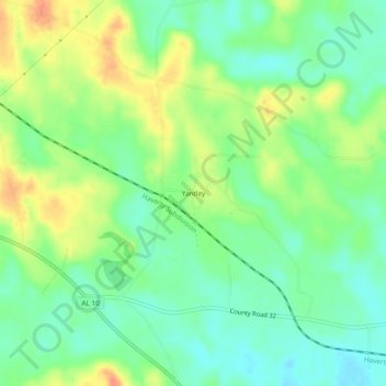 Mapa topográfico Yantley, altitud, relieve