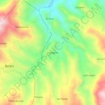 Mapa topográfico La Laguna, altitud, relieve