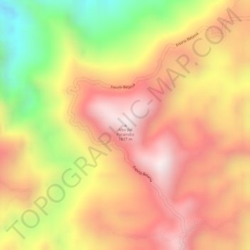 Mapa topográfico Alto del Paramillo, altitud, relieve