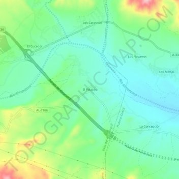 Mapa topográfico El Palacés, altitud, relieve