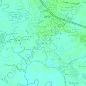 Mapa topográfico Santo Rosario, altitud, relieve