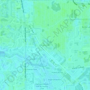 Mapa topográfico Bonita Isles, altitud, relieve