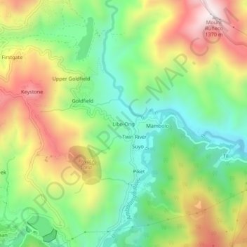 Mapa topográfico Libo-Ong, altitud, relieve
