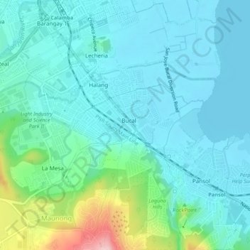 Mapa topográfico Bucal, altitud, relieve