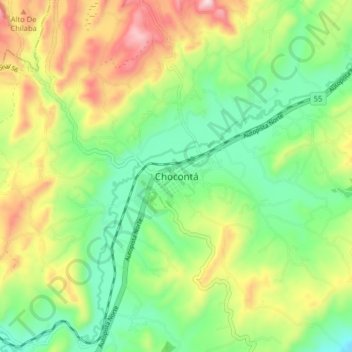 Mapa topográfico Chocontá, altitud, relieve