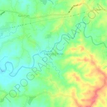 Mapa topográfico Sapang Dayap, altitud, relieve