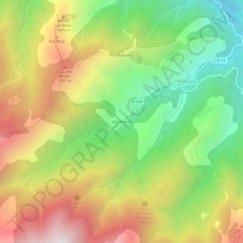 Mapa topográfico Los Masos, altitud, relieve