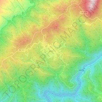 Mapa topográfico Seirós, altitud, relieve