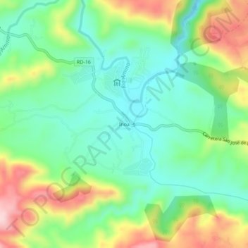 Mapa topográfico Inoa, altitud, relieve