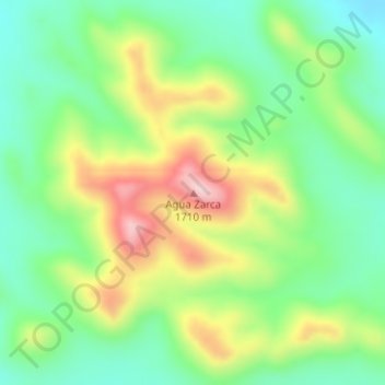Mapa topográfico Agua Zarca, altitud, relieve