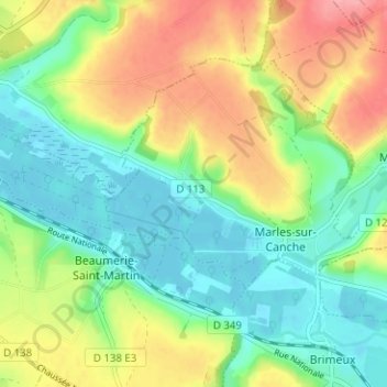 Mapa topográfico Le Petit Marles, altitud, relieve