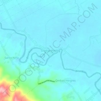 Mapa topográfico Ombao Polpog, altitud, relieve