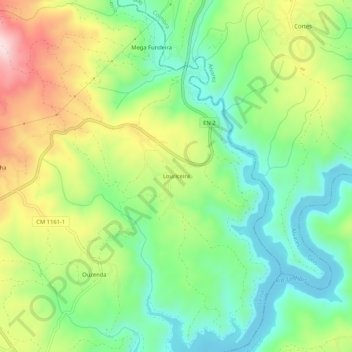 Mapa topográfico Louriceira, altitud, relieve
