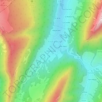 Mapa topográfico Mas Dessous, altitud, relieve