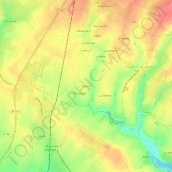 Mapa topográfico Boisne, altitud, relieve