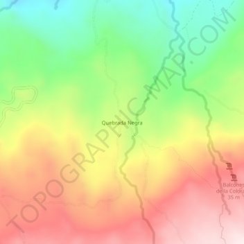 Mapa topográfico Quebrada Negra, altitud, relieve