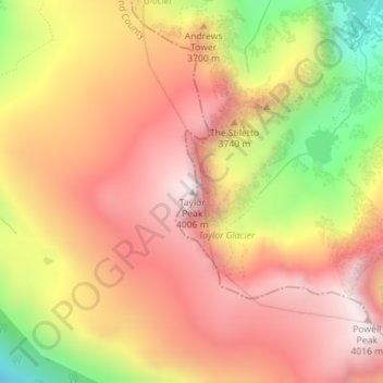Mapa topográfico Taylor Peak, altitud, relieve