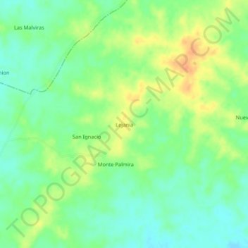 Mapa topográfico Lejania, altitud, relieve
