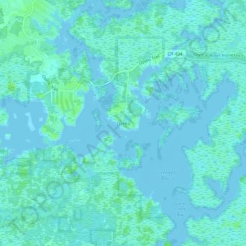 Mapa topográfico Ozello, altitud, relieve