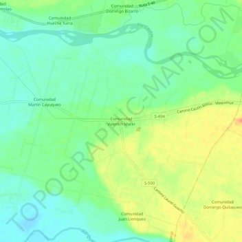 Mapa topográfico Comunidad Valentín Marín, altitud, relieve