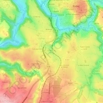 Mapa topográfico Le Point du Jour, altitud, relieve
